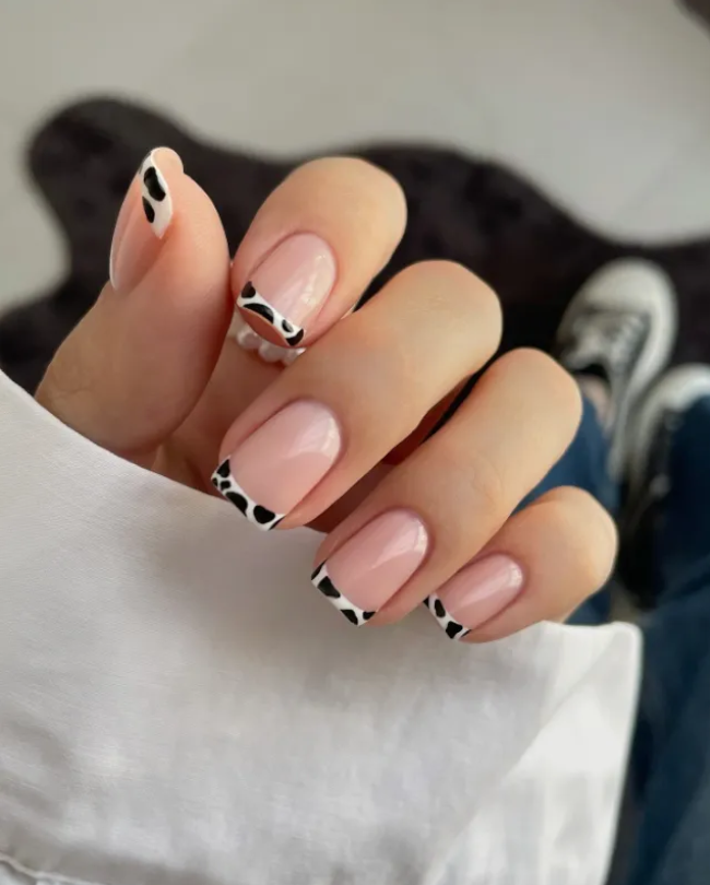 Cow Print French Tips