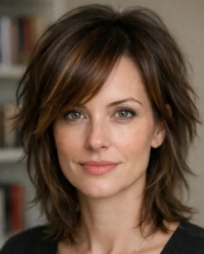 Midi Shag with Long Side-Swept Front Layers