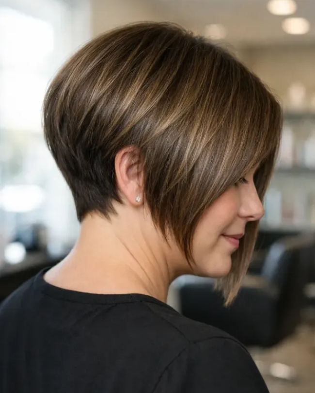 Short Inverted Bob With Highlights