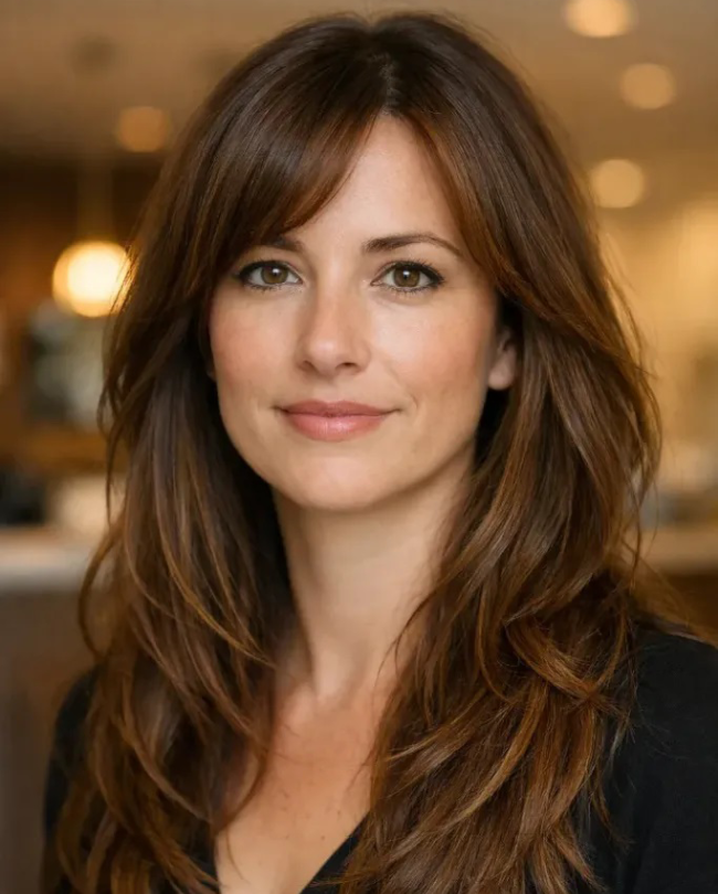 Thick Long Hair with Long Side Bangs